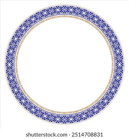 Vector Patrón vintage de oro azul en estilo victoriano en forma de círculo. Elemento ornamentado para el diseño. Patrón ornamental para invitaciones de boda, tarjetas de felicitación. Decoración de contraste tradicional. Mandala.