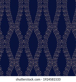 Vector blue gold zigzag seamless dot pattern