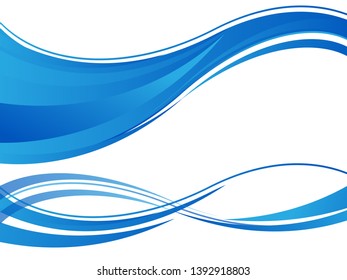 Vector blue gradient abstract background. Wavy waves banner color line for web banner. Line curve vector