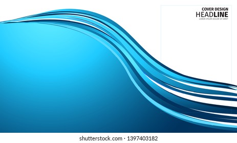 Vector blue gradient abstract background. Wavy waves banner color line for web banner. Line curve vector