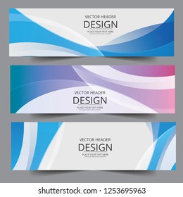 Vector blue gradient abstract swoosh background. Abstract corporate business banner web template, horizontal advertising business banner layout template flat design set.