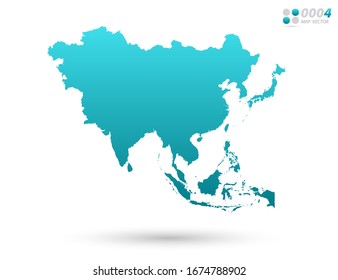 Vector blue gradient of Asia map on white background. Organized in layers for easy editing.