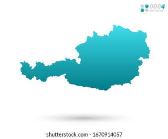 Vector blue gradient of Austria map on white background. Organized in layers for easy editing.