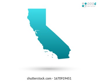 Vector blue gradient of California map on white background. Organized in layers for easy editing.