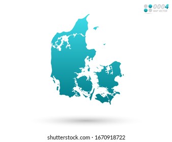 Vector blue gradient of Denmark map on white background. Organized in layers for easy editing.
