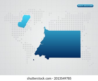 Vector blue gradient of Equatorial Guinea map on world dot map background.