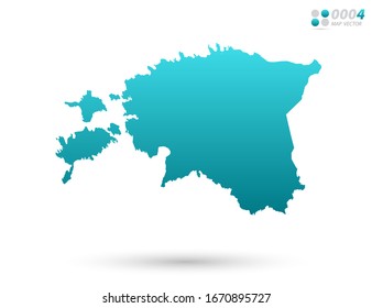 Vector blue gradient of Estonia map on white background. Organized in layers for easy editing.