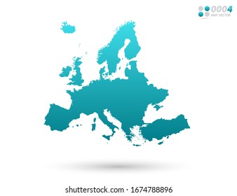 Vector blue gradient Europe map white background  Organized in layers for easy editing 