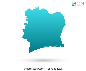 Vector blue gradient of Ivory Coast map on white background. Organized in layers for easy editing.