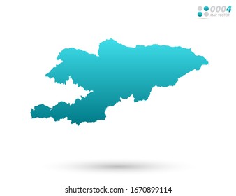 Vector blue gradient of Kyrgyzstan map on white background. Organized in layers for easy editing.