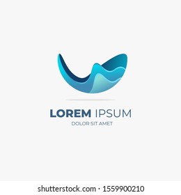 Vector blue gradient logo for company branding and design. Origami paper style, modern and futuristic.