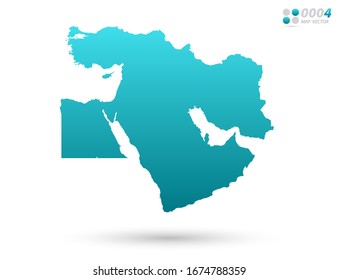 Vector blue gradient of Middle East map on white background. Organized in layers for easy editing.