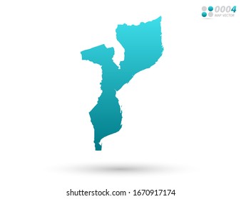 Vector blue gradient of Mozambique map on white background. Organized in layers for easy editing.