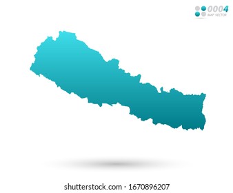 Vector blue gradient of Nepal map on white background. Organized in layers for easy editing.