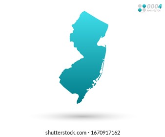 Vector blue gradient of New Jersey map on white background. Organized in layers for easy editing.