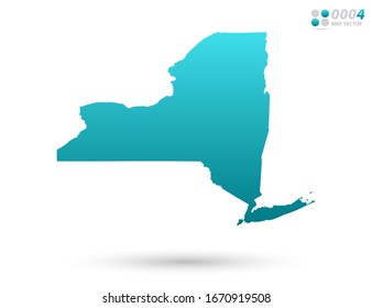 Gradiente azul vector del mapa de Nueva York sobre fondo blanco. Organizado en capas para una edición sencilla.
