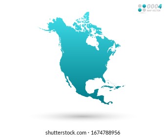 Vector Blue Gradient Of North America Map On White Background. Organized In Layers For Easy Editing.