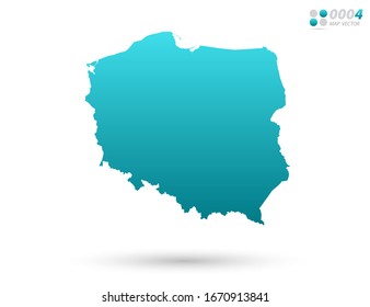 Vector blue gradient of Poland map on white background. Organized in layers for easy editing.