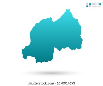Vector blue gradient of Rwanda map on white background. Organized in layers for easy editing.