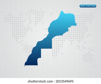 Vector blue gradient of Sahara map on world dot map background.