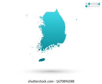 Gradiente azul vector de Corea del Sur mapa sobre fondo blanco. Organizado en capas para una edición sencilla.
