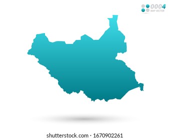 Vector blue gradient of South Sudan map on white background. Organized in layers for easy editing.