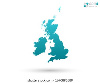 Vector blue gradient of United Kingdom (UK) map on white background. Organized in layers for easy editing.