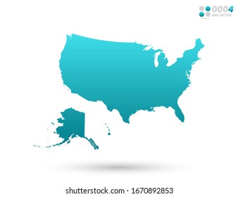 Vector blue gradient of United States of America (USA) map on white background. Organized in layers for easy editing.
