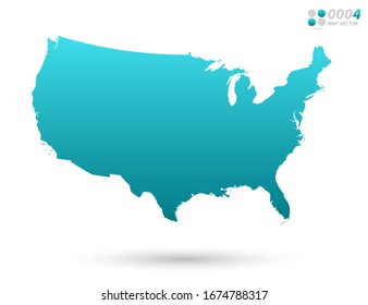 Vector blue gradient of United States of America (USA) map on white background. Organized in layers for easy editing.