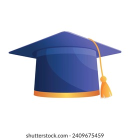 Vector blue graduation cap isolated on white background.