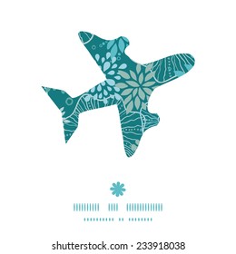 Vector blue and gray plants airplane silhouette pattern frame