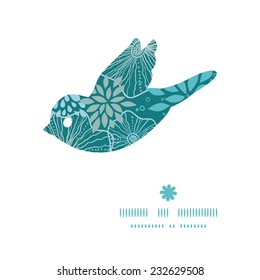 Vector blue and gray plants bird silhouette pattern frame