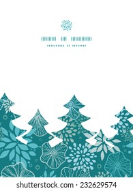 Vector blue and gray plants Christmas tree silhouette pattern frame card template