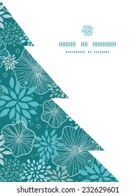 Vector blue and gray plants Christmas tree silhouette pattern frame card template