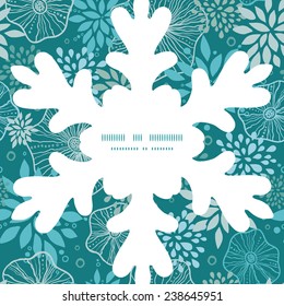 Vector blue and gray plants Christmas snowflake silhouette pattern frame card template