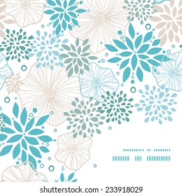 Vector blue and gray plants frame corner pattern background