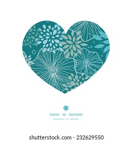 Vector blue and gray plants heart silhouette pattern frame