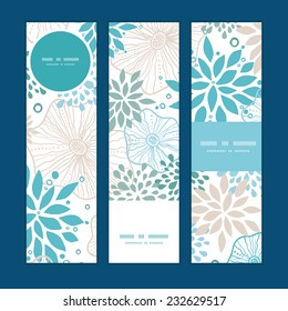 Vector blue and gray plants vertical banners set pattern background