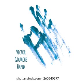 Vector blue greased hand imprint of gouache