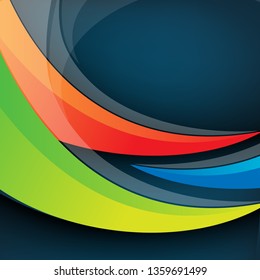 Vector blue, green, blue abstract background. Wavy waves banner color line for web banner. 