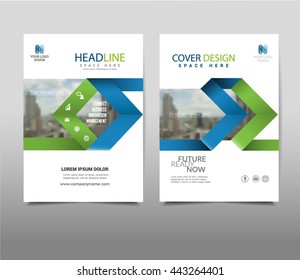 Vector blue and green annual report leaflet Brochure Flyer template A4 size design.
Modern style for book cover magazine layout design, Abstract arrow form background, presentation templates.