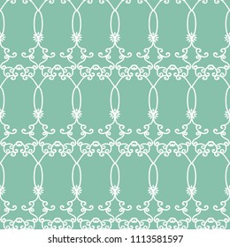 vector blue green arabesques seamless pattern background. Perfect for fabric, scrap booking, wallpaper and backgrounds. 
