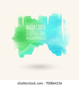 Vector blue green brush strokes. Watercolor Grunge isolated elements. Smoke brushes for your design. Freehand. Ink splash. Acrylic stamp. Vector illustration