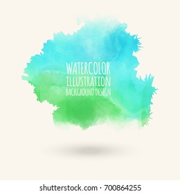 Vector blue green brush strokes. Watercolor Grunge isolated elements. Smoke brushes for your design. Freehand. Ink splash. Acrylic stamp. Vector illustration
