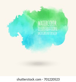 Vector blue green brush strokes. Watercolor Grunge isolated elements. Smoke brushes for your design. Freehand. Ink splash. Acrylic stamp. Vector illustration