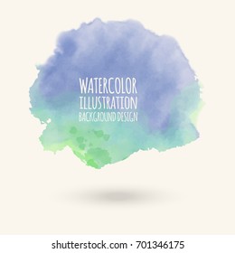 Vector blue green color brush strokes. Watercolor Grunge isolated elements. Smoke brushes for your design. Freehand. Ink splash. Acrylic stamp. Vector illustration