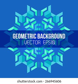 Vector Blue Green Colors Symmetric Abstract Geometric Mandala Background
