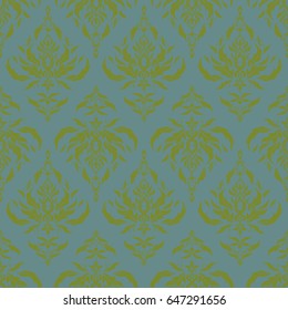 Vector blue and green damask lace ornament. Delicate intricate decorated for wedding ceremonies, anniversary, party, events.