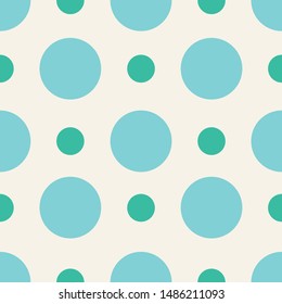 Vector blue and green dots on a beige background, located in parallel rows seamless pattern background. Ideal for clothing and bedding for babies and toddlers, wallpaper, stationary, scrapbooking