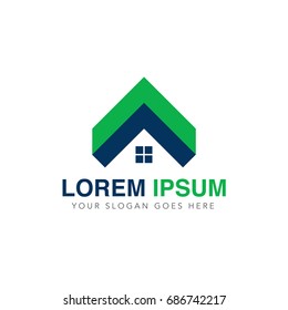 Vector Blue Green Home Logo design. Real estate agent or Company logo.
